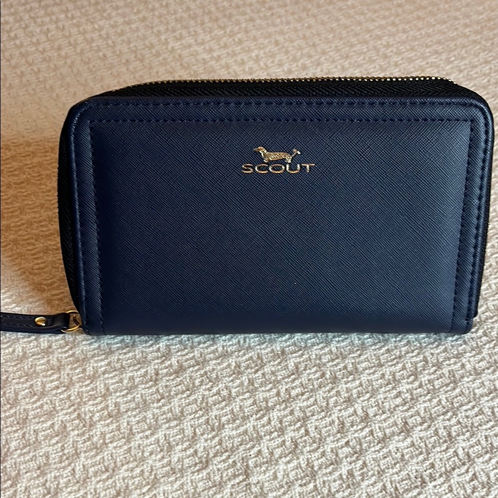 Scout-"Blake" wallet, combo, zip around wallet, navy blue, 5 interior sections